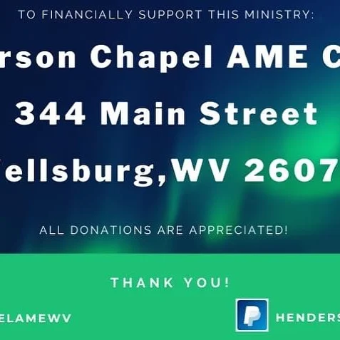 If you feel led to participate in Giving Tuesday, please consider donating to Henderson Chapel AME Church (Wellsburg, WV). We thank you in advance for your generosity.