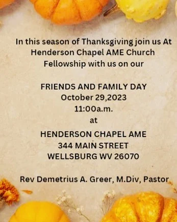 Join us October 29 @ 11am for Friends and Family Day. If you are unable to join in person join us via Zoom.  Meeting ID 969 1543 1916.